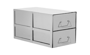 Double tray bins for upright freezers double shelf