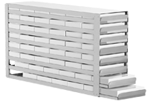 Racks for microscope slides front opening shelf