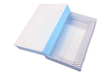 cryoboxes in cardboard and polycarbonate for microscope slides